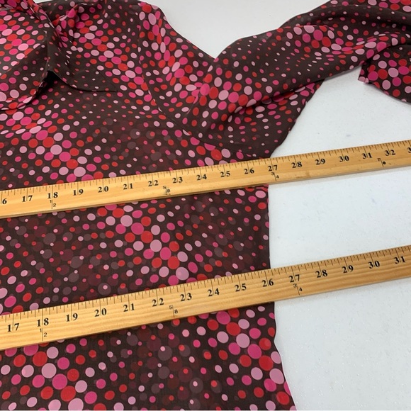 Venezia Blouse Woman 22/24 Button Up Pink Brown Polka Dot Long Sleeve Semi Sheer - Picture 8 of 9